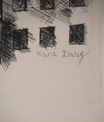 René DUREY : Vue sur la Tour Eiffel, Gravure originale signée 2