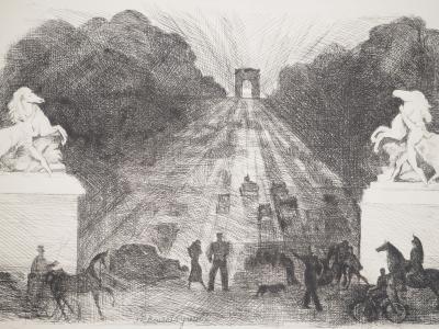 Jean-Louis BOUSSINGAULT : L’avenue des Champs Elysées, Gravure originale signée 2