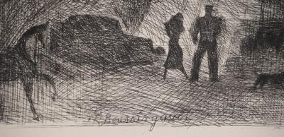 Jean-Louis BOUSSINGAULT : L’avenue des Champs Elysées, Gravure originale signée 2