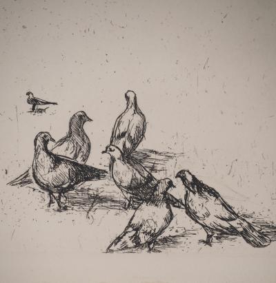 Eugene CORNEAU : Jardin de la Bibliothèque Nationale, Gravure originale signée 2