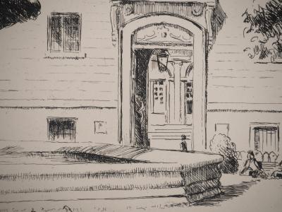 Eugene CORNEAU : Jardin de la Bibliothèque Nationale, Gravure originale signée 2