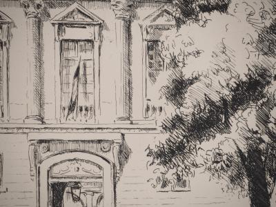 Eugene CORNEAU : Jardin de la Bibliothèque Nationale, Gravure originale signée 2