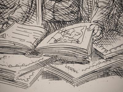 Maurice BERDON : Les archivistes de la BNF, Gravure originale signée 2