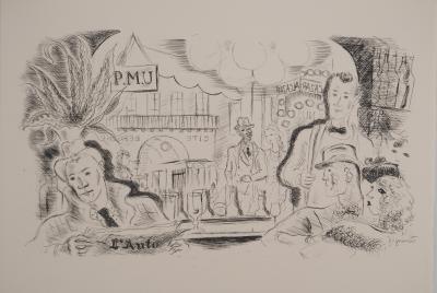 André DIGNIMONT : Au bar, Gravure originale signée 2
