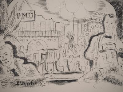 André DIGNIMONT : Au bar, Gravure originale signée 2