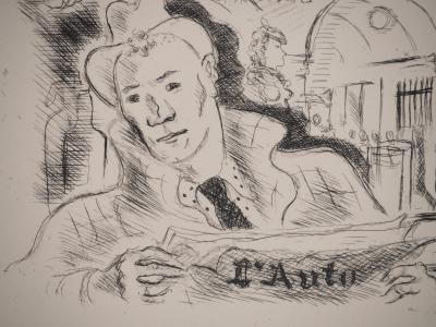 André DIGNIMONT : Au bar, Gravure originale signée 2