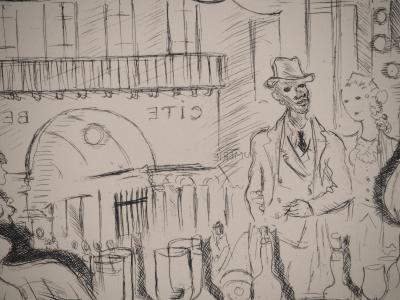 André DIGNIMONT : Au bar, Gravure originale signée 2