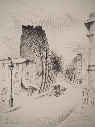 Maurice ASSELIN : Belleville à vol d’âme, Gravure originale signée 2