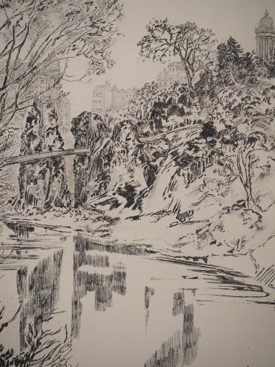 Laure BRUNI : Parc de Belleville, Gravure originale signée 2