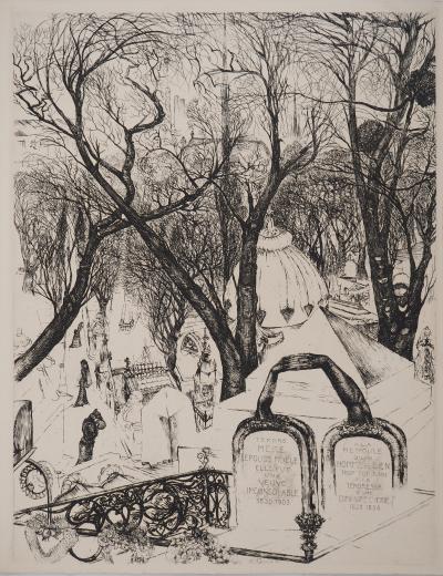Edouard GOERG : Père Lachaise, Gravure originale signée 2