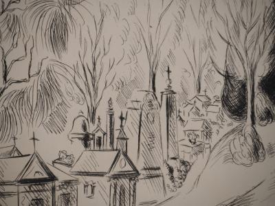 Anne CHERIANE : Vue sur le Père Lachaise, Gravure originale signée 2