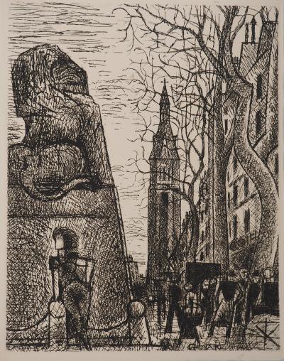 Marcel GROMAIRE : Quartier de Montrouge, Gravure originale signée 2