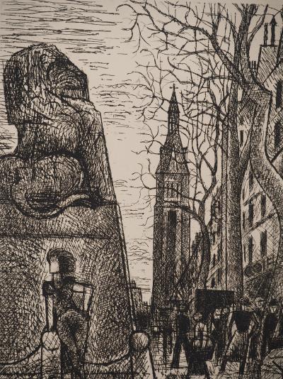 Marcel GROMAIRE : Quartier de Montrouge, Gravure originale signée 2