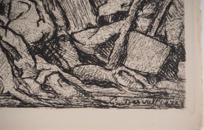 Hermine DAVID : Sur le toit de Notre Dame, Gravure originale 2