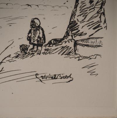 Gabriel BELOT : A l’ombre du peuplier, Gravure originale 2
