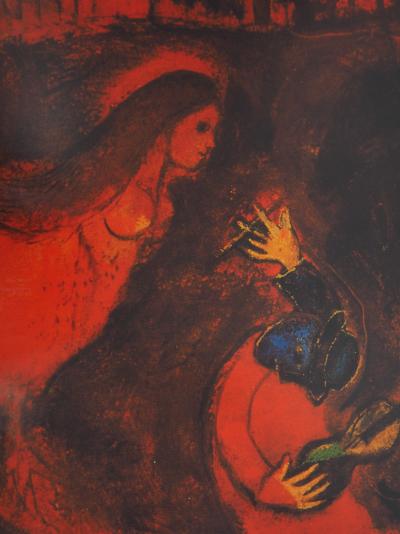Marc CHAGALL : Nuit rouge, Affiche originale d’époque signée 2