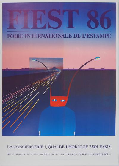 Jean-Michel FOLON : Mont Fuji, Affiche originale d’époque signée 2