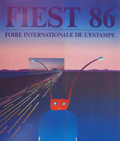 Jean-Michel FOLON : Mont Fuji, Affiche originale d’époque signée 2