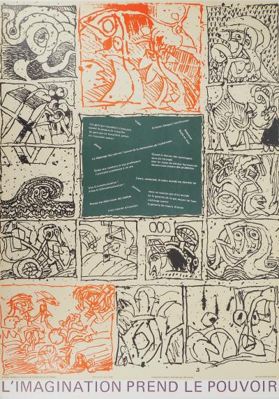 Pierre ALECHINSKY : L’imagination prend le pouvoir (Mai 68), Affiche en lithographie originale