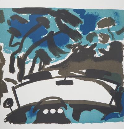 François BRET : Sur la route, Affiche en lithographie originale 2