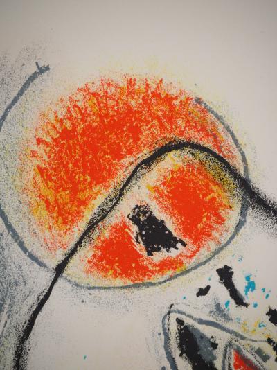 Gustave SINGIER : Soleil rouge au bord de mer, Lithographie originale 2