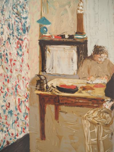 Edouard VUILLARD: Interior scene, Signed lithograph - Post War