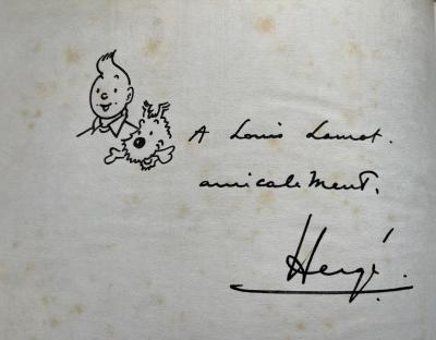 HERGE – Album Tintin et Milou dédicacé avec dessin original 2