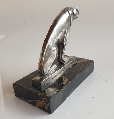 M BERTIN chien art deco  Bronze Argenté sculpture vers 1930 2