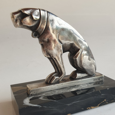 M BERTIN chien art deco  Bronze Argenté sculpture vers 1930 2