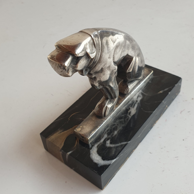 M BERTIN chien art deco  Bronze Argenté sculpture vers 1930 2