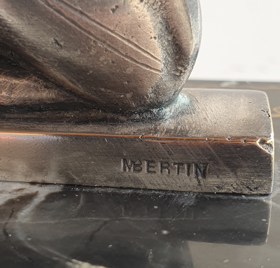 M BERTIN chien art deco  Bronze Argenté sculpture vers 1930 2