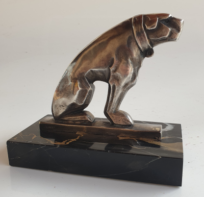 M BERTIN chien art deco  Bronze Argenté sculpture vers 1930 2