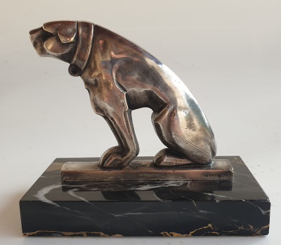 M BERTIN chien art deco  Bronze Argenté sculpture vers 1930 2