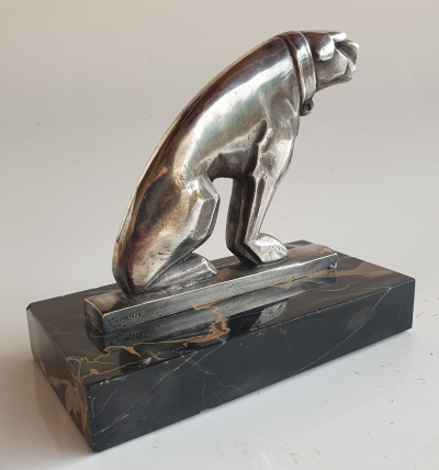 M BERTIN chien art deco  Bronze Argenté sculpture vers 1930 2