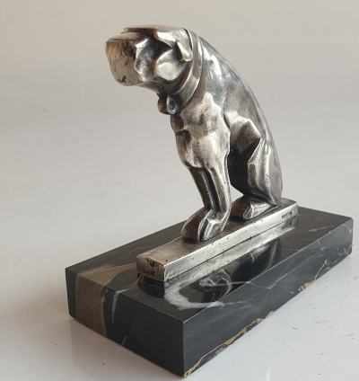 M BERTIN chien art deco  Bronze Argenté sculpture vers 1930 2