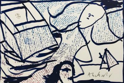 Pierre ALECHINSKY - Sans-titre, 2013 - Lithographie originale signée au crayon 2