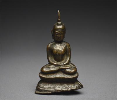 Cambodge, XVIIIème - XIXème siècle, Bouddha en bronze en position de méditation