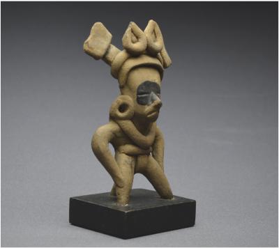 Mexique, 450 - 750 ap J. -C, Culture Veracruz, Sifflet rituel à figure de guerrier, Céramique 2