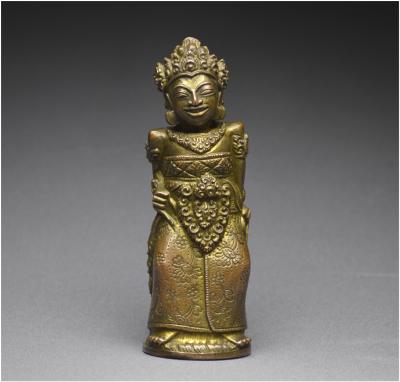 Indonésie, Bali, XVIème - XVIIème siècle, Manche de kriss anthropomorphe en alliage cuivreux 2