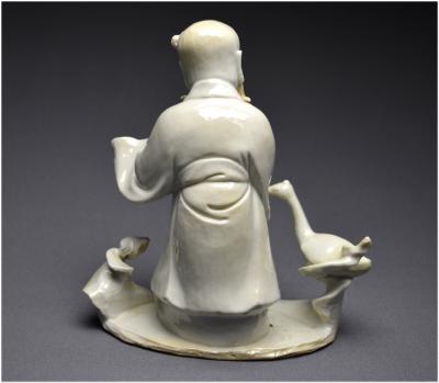 Chine, XVIIIè siècle, Groupe en porcelaine blanc de Chine représentant le dieu taoïste Shoulao 2