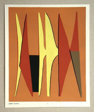 Alberto MAGNELLI (after) - Abstract composition, 1952 - Stencil in gouache colors 2