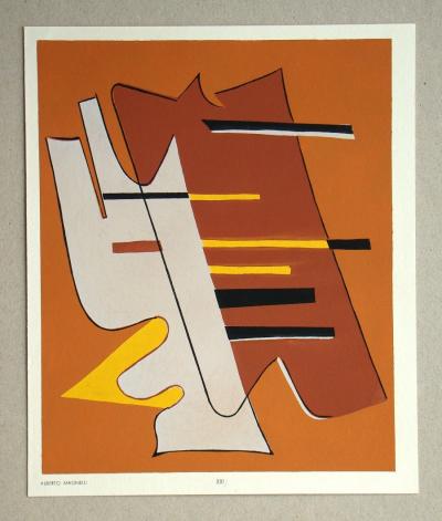 Alberto MAGNELLI (d’après) - Composition abstraite, 1952 - Pochoir en couleurs gouache 2