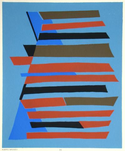 Alberto MAGNELLI (d’après) - Composition abstraite, 1952 - Pochoir en couleurs gouache 2