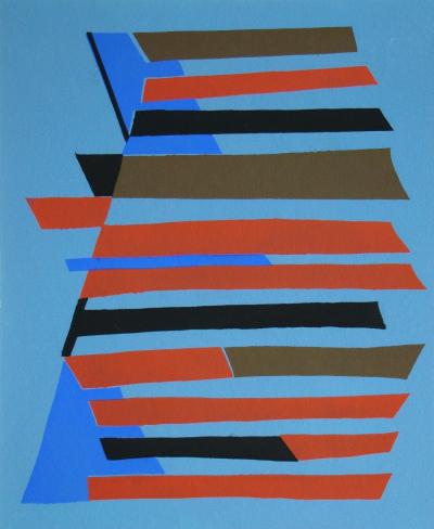 Alberto MAGNELLI (d’après) - Composition abstraite, 1952 - Pochoir en couleurs gouache 2