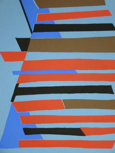 Alberto MAGNELLI (d’après) - Composition abstraite, 1952 - Pochoir en couleurs gouache 2