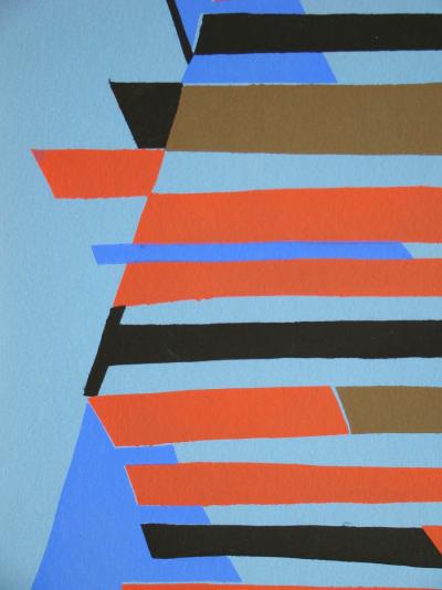 Alberto MAGNELLI (d’après) - Composition abstraite, 1952 - Pochoir en couleurs gouache 2