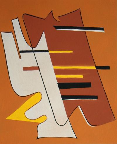 Alberto MAGNELLI (d’après) - Composition abstraite, 1952 - Pochoir en couleurs gouache 2