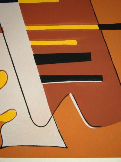 Alberto MAGNELLI (d’après) - Composition abstraite, 1952 - Pochoir en couleurs gouache 2