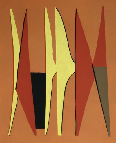 Alberto MAGNELLI (d’après) - Composition abstraite, 1952 - Pochoir en couleurs gouache 2