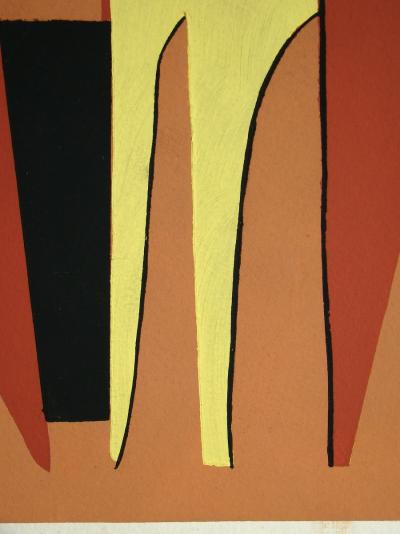 Alberto MAGNELLI (d’après) - Composition abstraite, 1952 - Pochoir en couleurs gouache 2